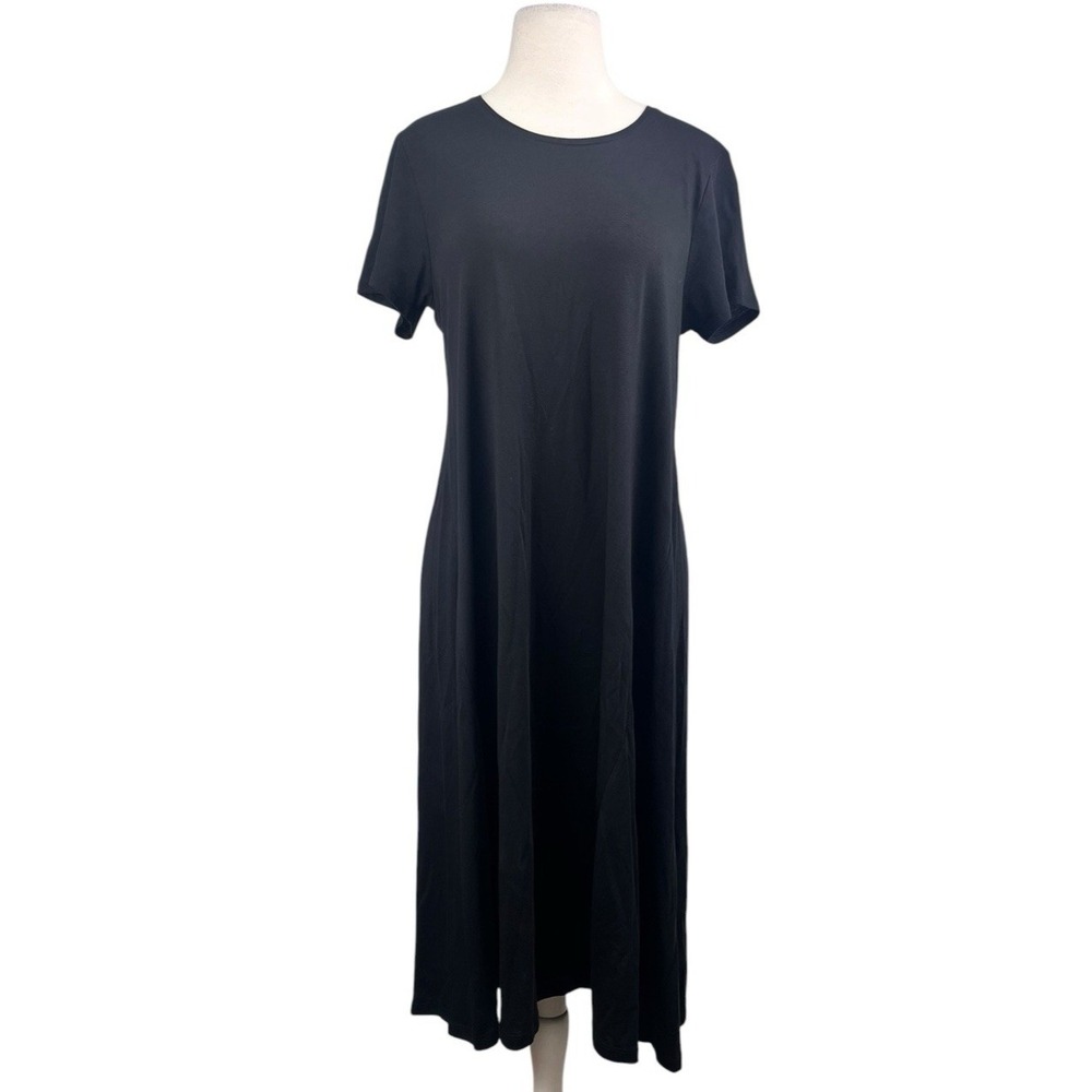 NWOT Gudrun Sjoden Jersey T Shirt Dress Small Black Midi A Line Lagenlook